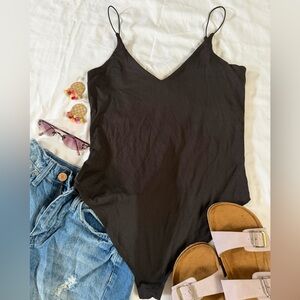 Gaze Black Bodysuit with Spaghetti Straps